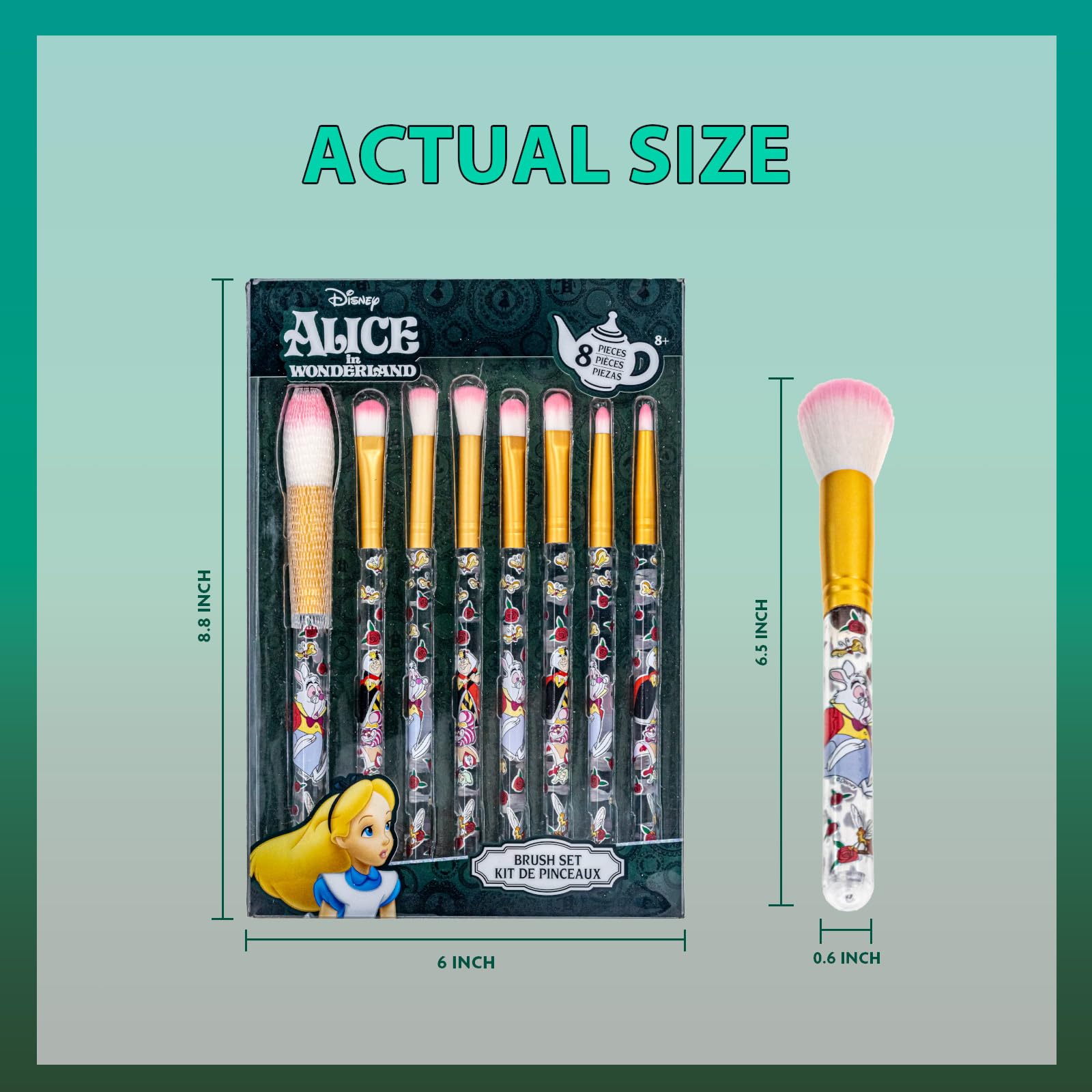 Townley Girl Alice in Wonderland brush featuring Cheshire Cat detail invites imaginative play.