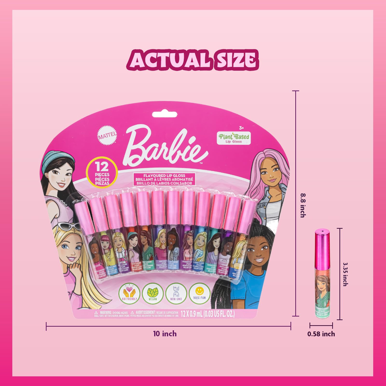 Townley Girl Barbie brillo labial con personajes, inspira juego y fantasía.