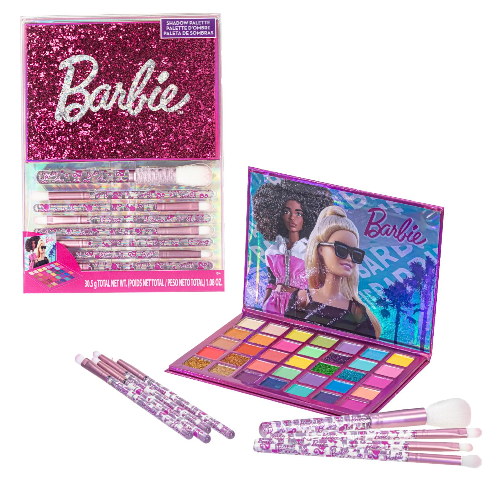 Townley Girl Barbie paleta de sombras de 35 tonos, empaque atractivo para regalo.