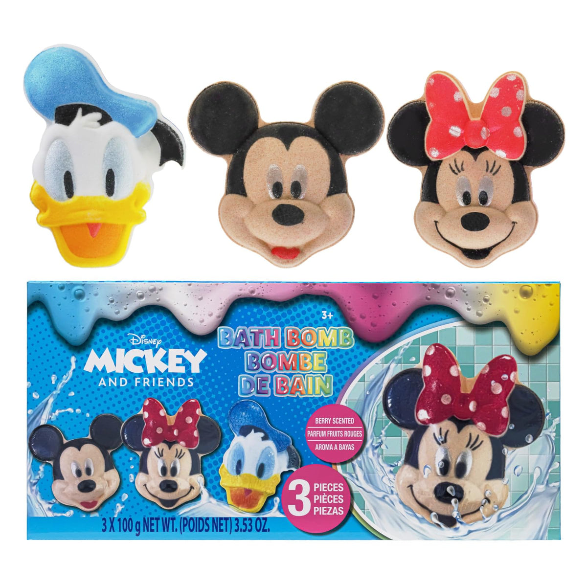 Bombas de baño Townley Girl con Mickey, Minnie y Donald para niños.