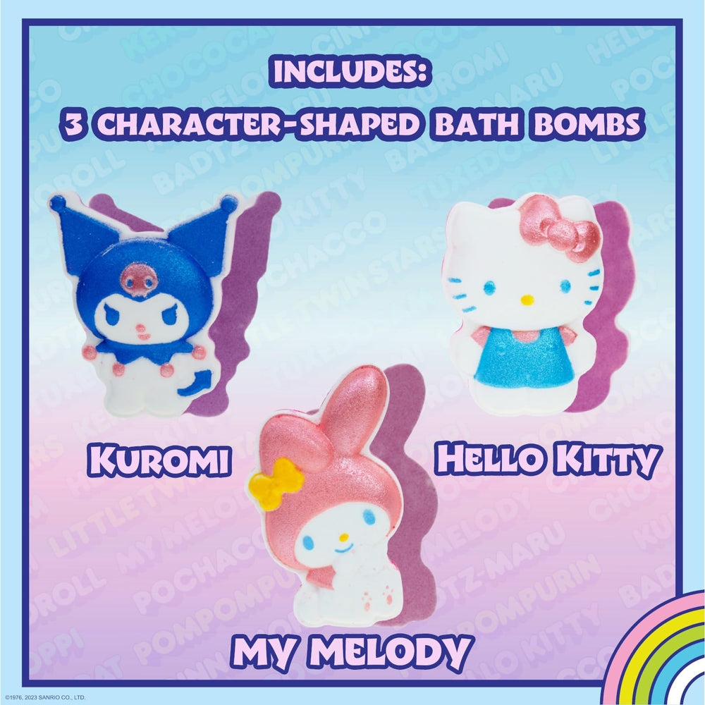 Townley Girl bombas de baño Hello Kitty Stitch pose 2: colores arcoíris suaves para juego imaginativo.