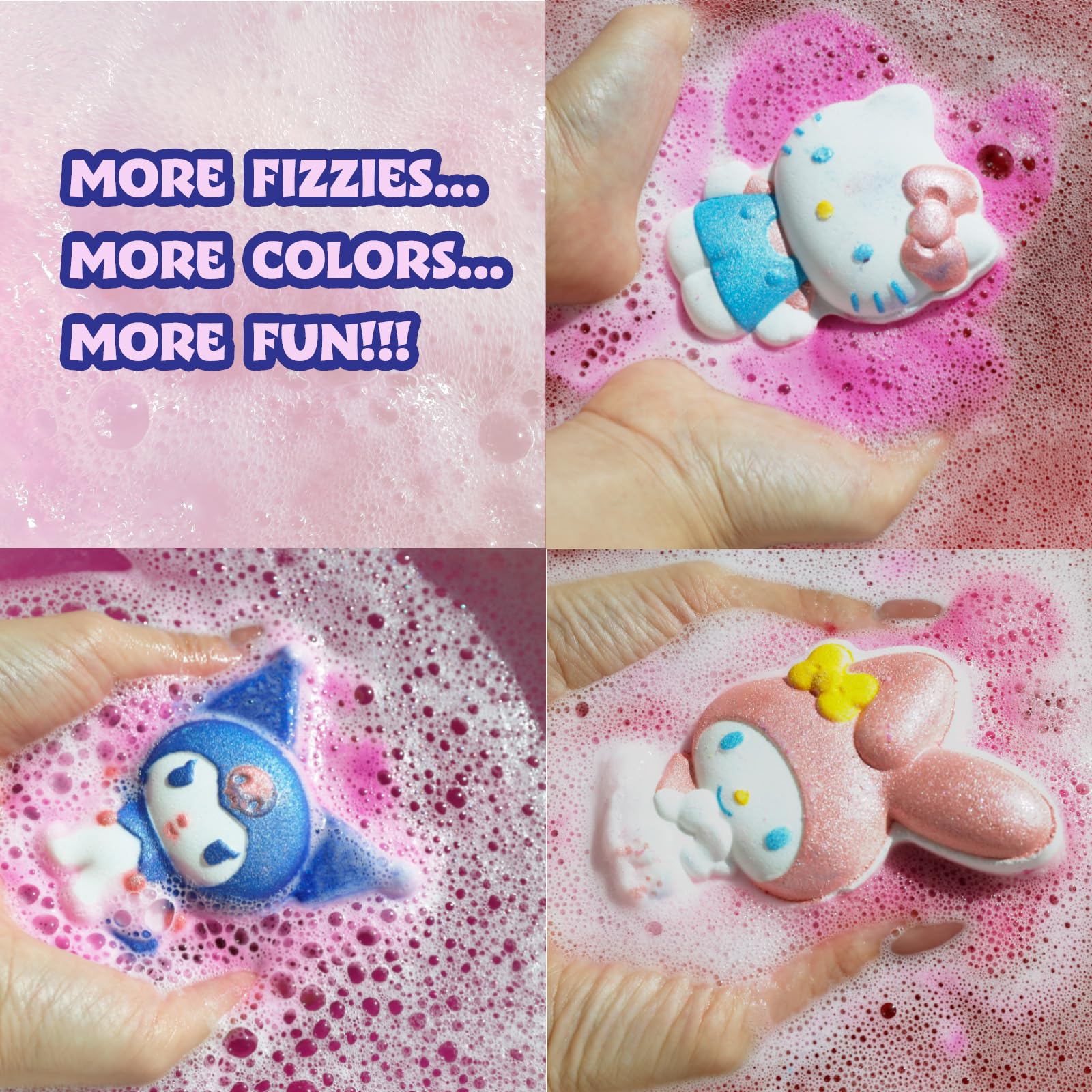 Townley Girl bombas de baño Hello Kitty Stitch pose 3: burbujas fáciles para la hora del baño.