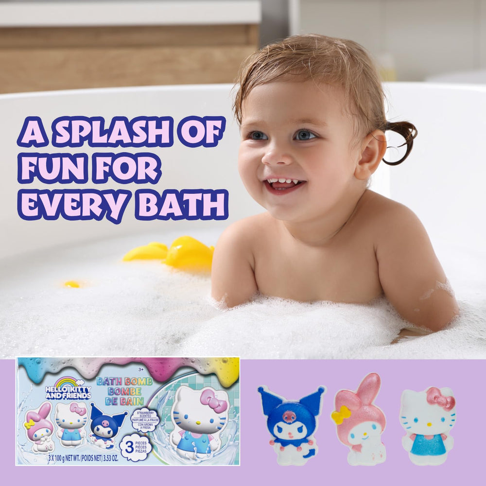Townley Girl bombas de baño Hello Kitty Stitch pose 8: colores que cambian al disolverse.