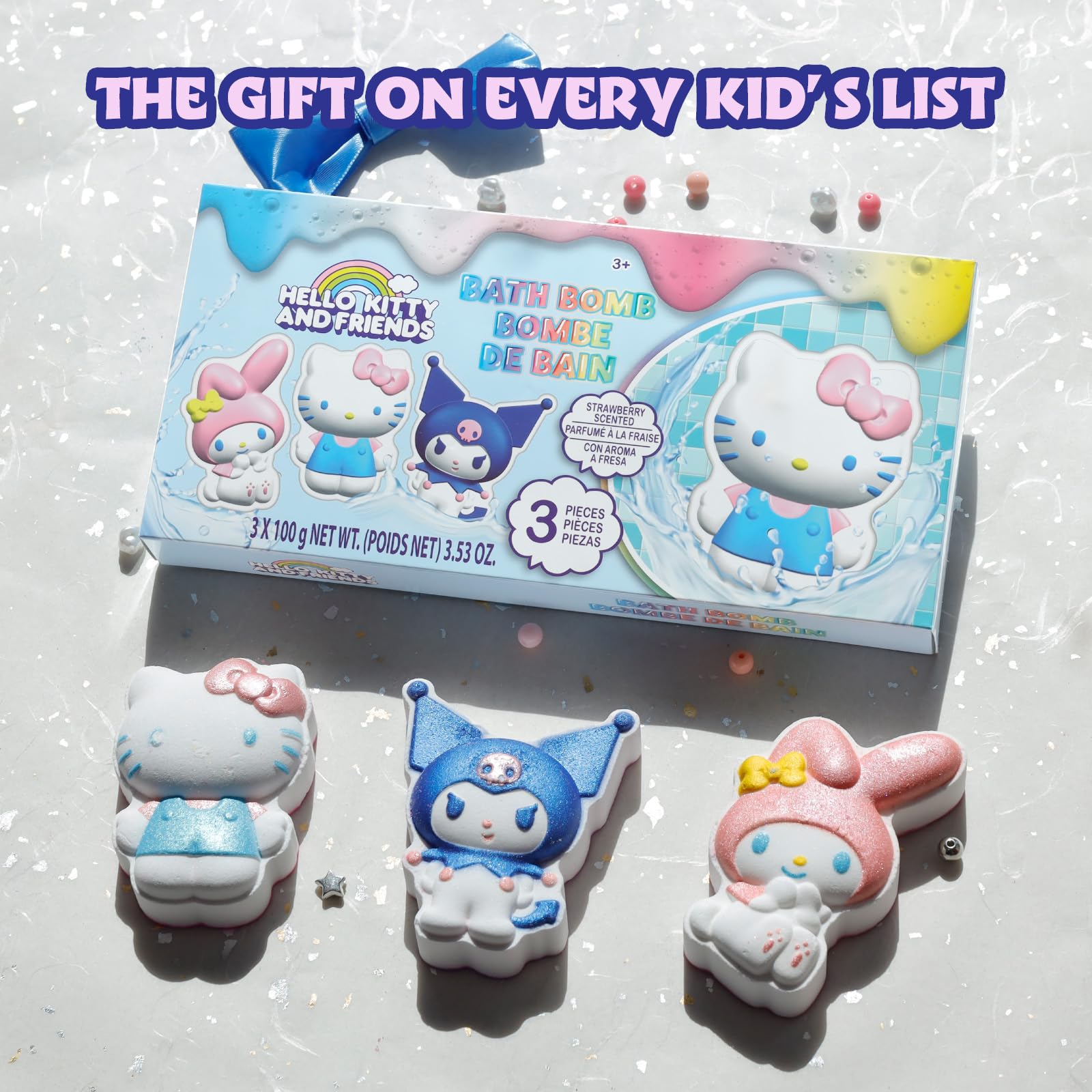 Townley Girl bombas de baño Hello Kitty Stitch pose 9: regalo ideal para fiestas y cumpleaños.
