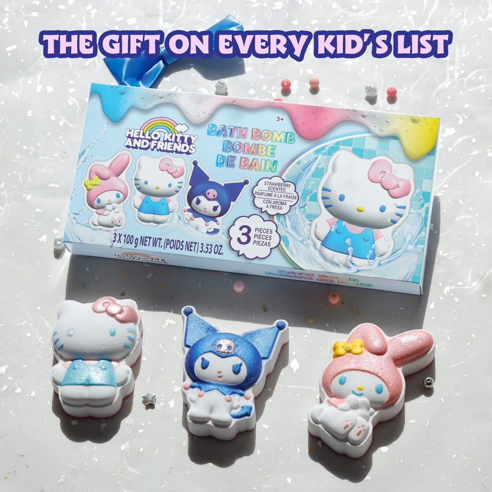Townley Girl bombas de baño Hello Kitty Stitch pose 9: regalo ideal para fiestas y cumpleaños.