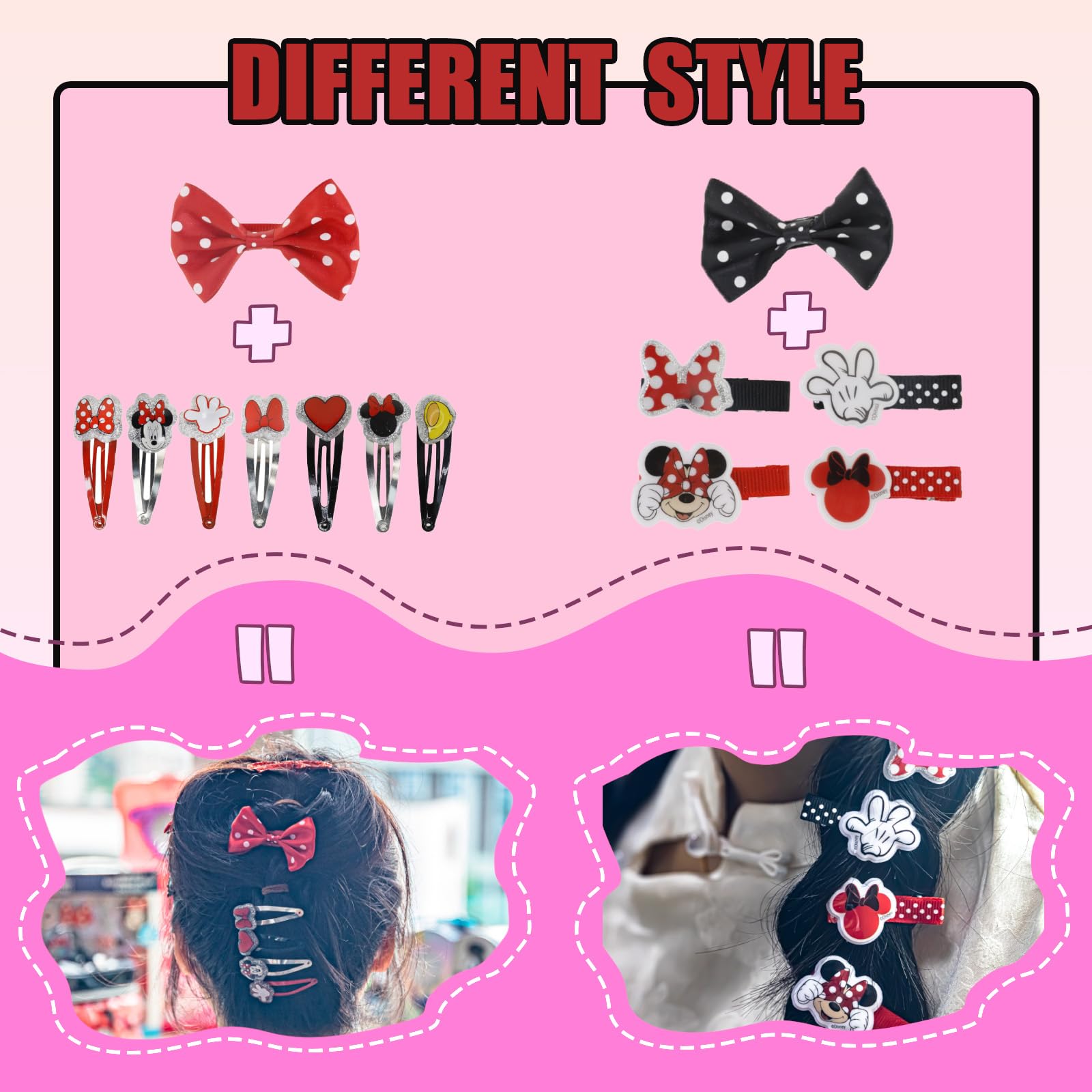 Townley Girl Minnie Mouse clips iconos Minnie Puffy para decorar peinados