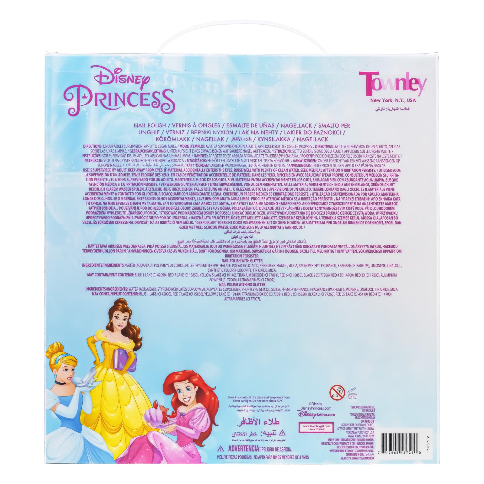 Townley Girl Disney Princess, esmalte con glitter para uñas brillantes