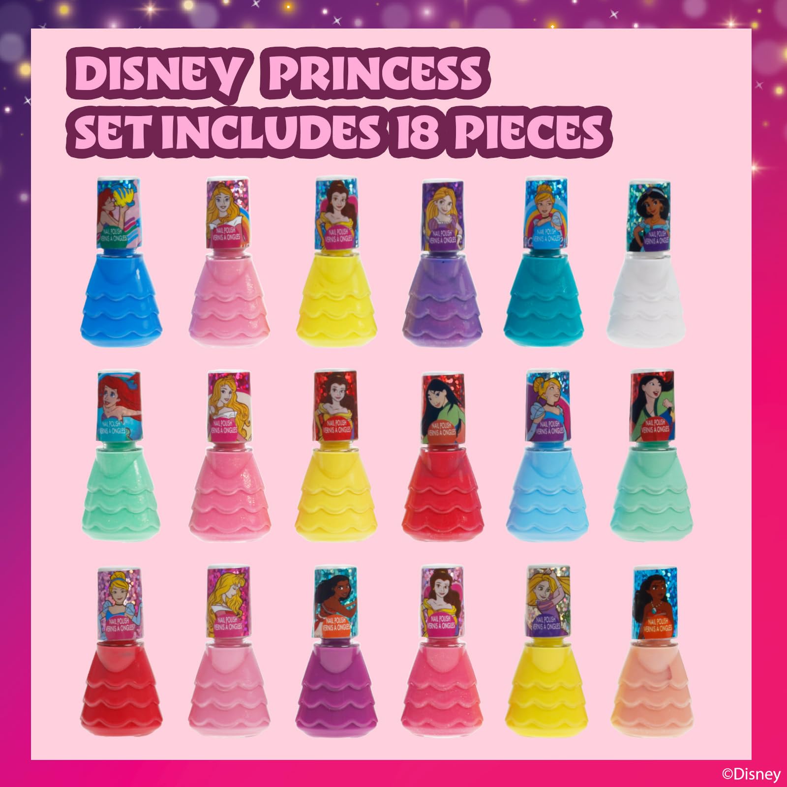 Townley Girl Disney Princess, esmalte rosa para looks dulces