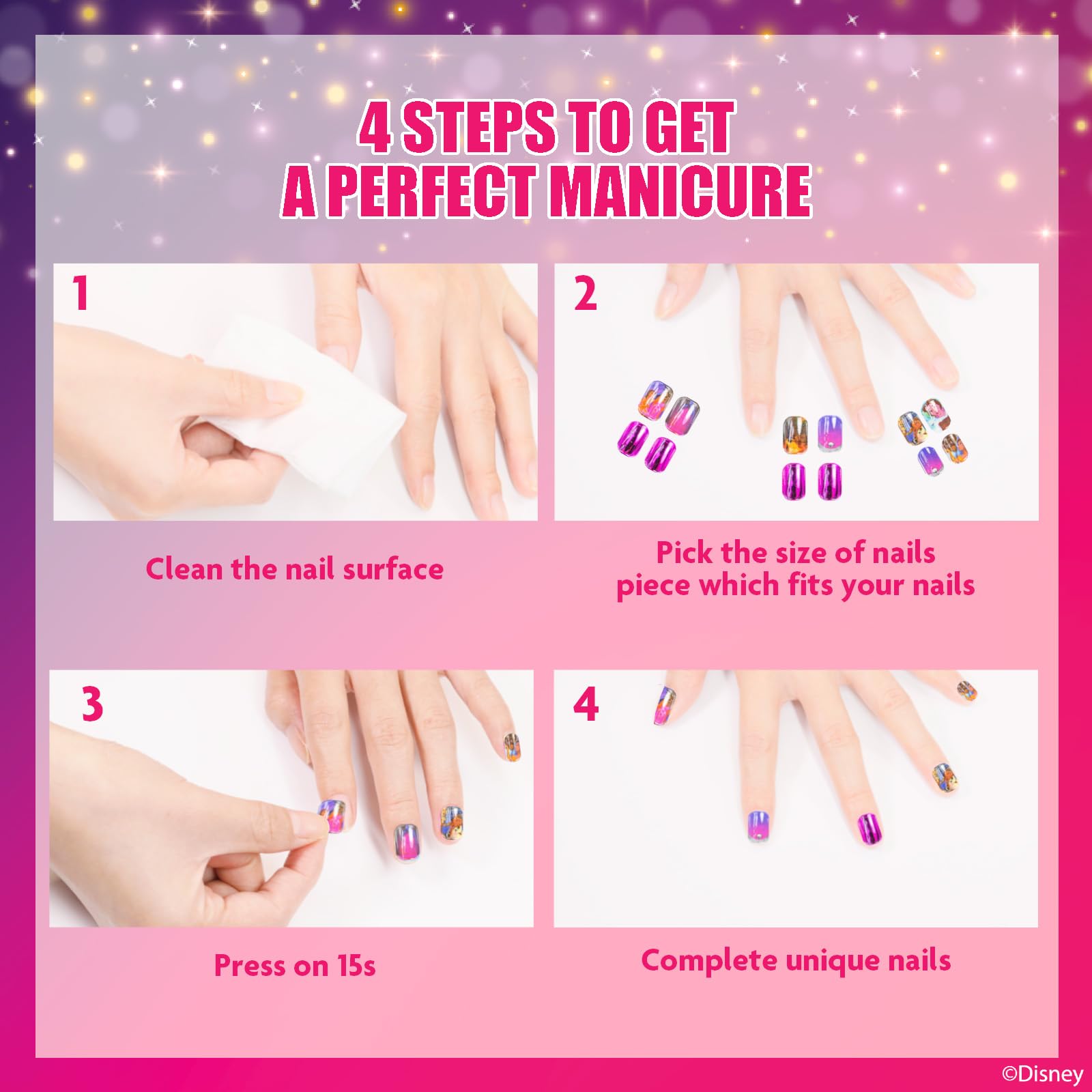 Townley Girl Disney Princess nails in multiple colors for quick styling