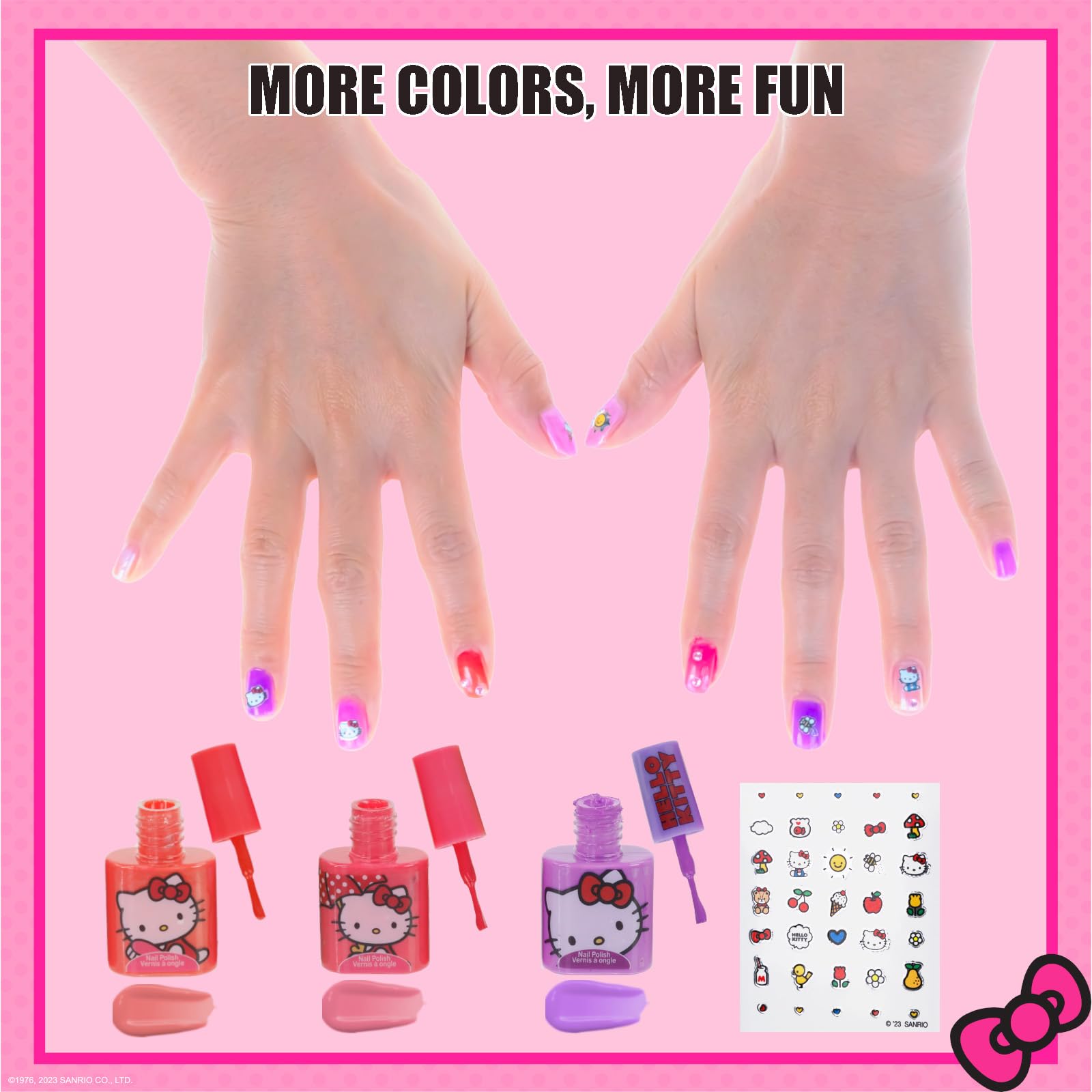 Botella rosa neón de Townley Girl Hello Kitty para looks brillantes