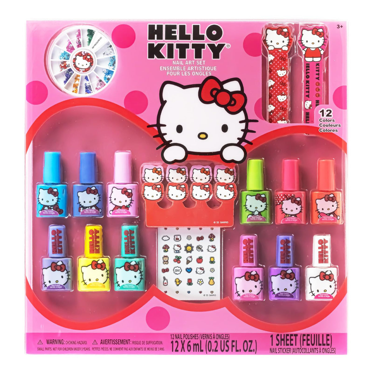 Townley Girl Hello Kitty set completo de esmalte de agua para niñas, juego y spa en casa