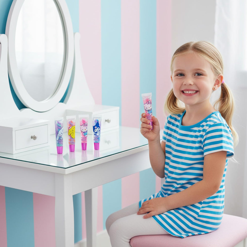 Townley Girl Hello Kitty gloss labels emphasize brand-friendly, kid-safe packaging