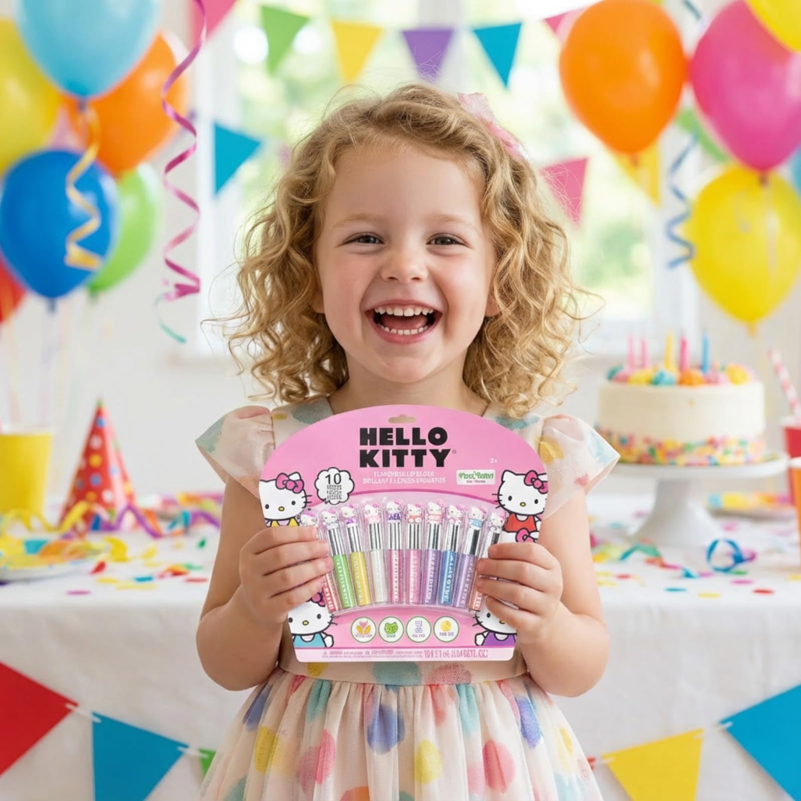 Townley Girl Hello Kitty ingredientes a base de plantas para brillo más natural.