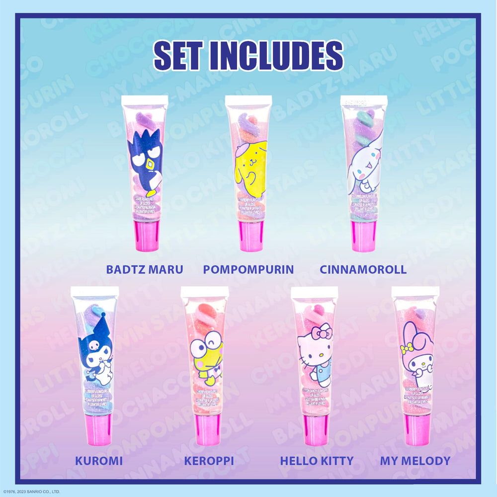 Townley Girl Hello Kitty swirl lip gloss colors closeup shows two-tone shine