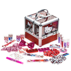 Townley Girl Hello Kitty train case front view showing kid friendly makeup storage