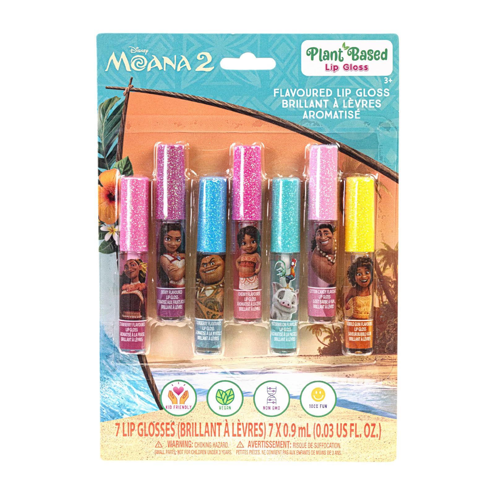 Townley Girl Moana: set de brillos labiales para juego divertido y seguro