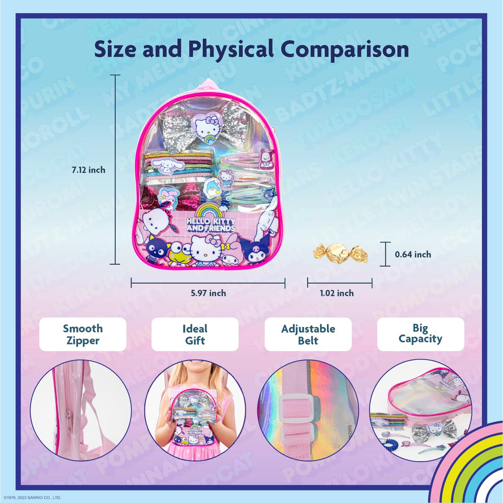 Townley Girl mochila de PVC transparente Hello Kitty para llevar accesorios.
