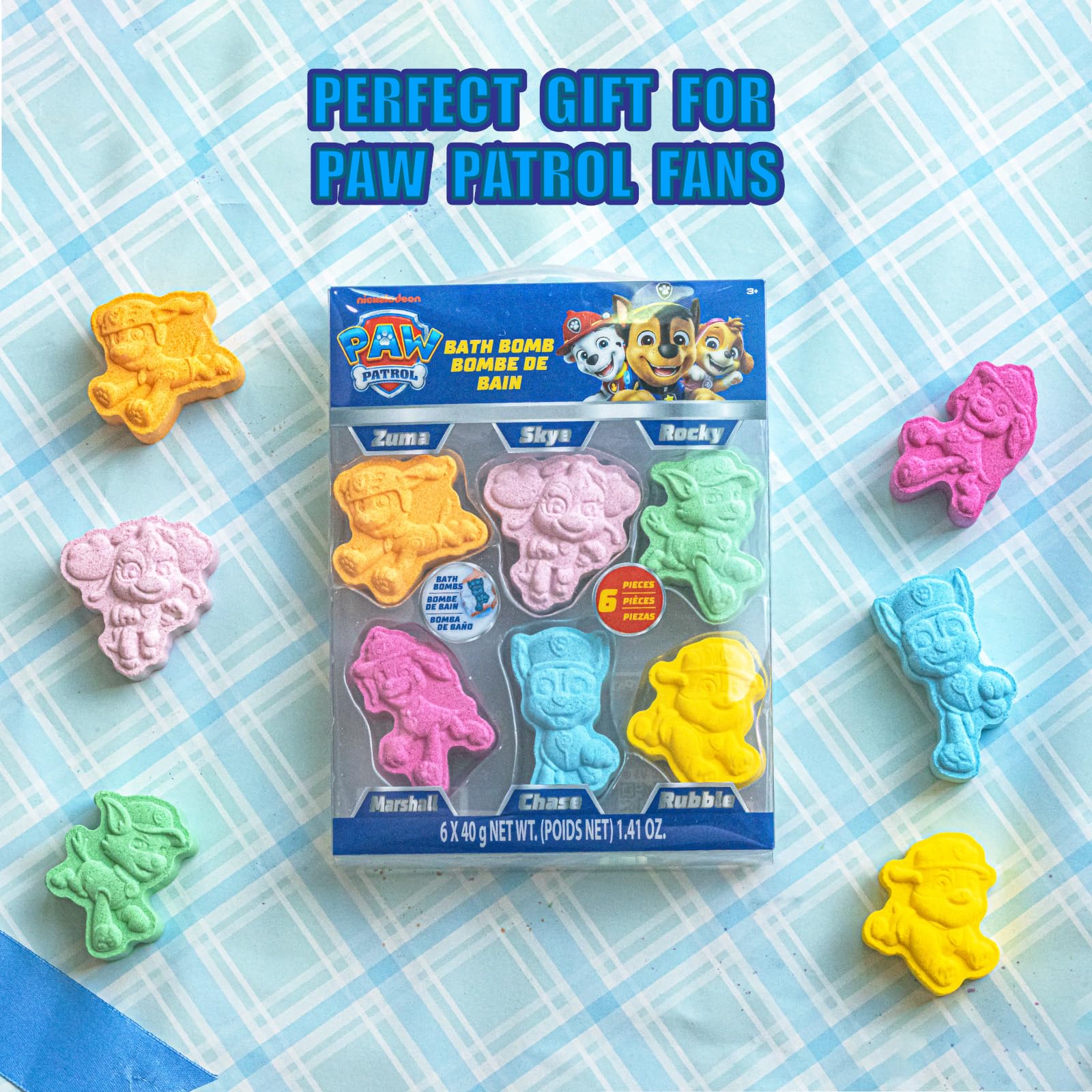 Colores brillantes en bombas de baño Paw Patrol de Townley Girl.