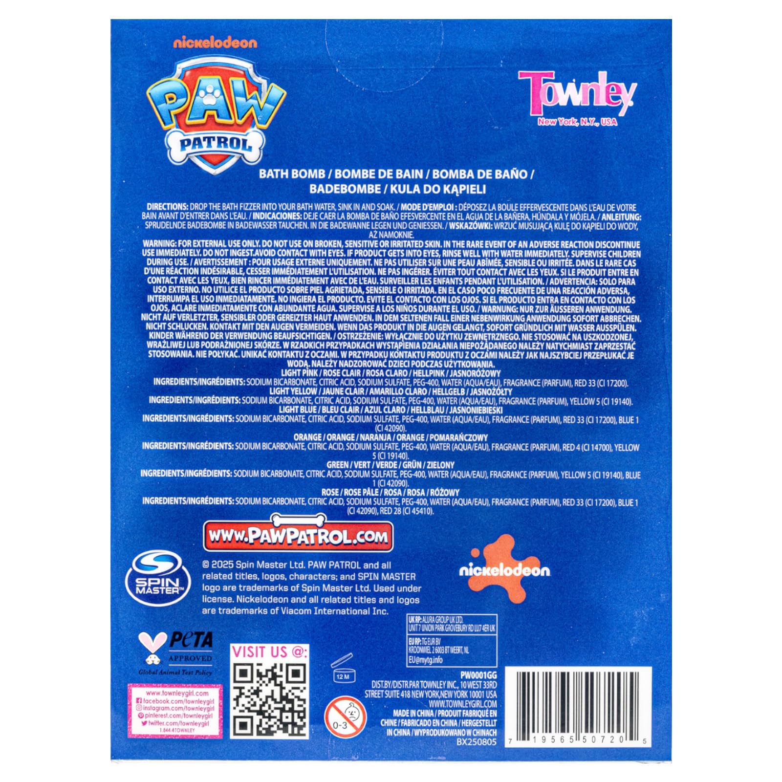 Regalo ideal Paw Patrol Townley Girl, bombas de baño para fiestas.