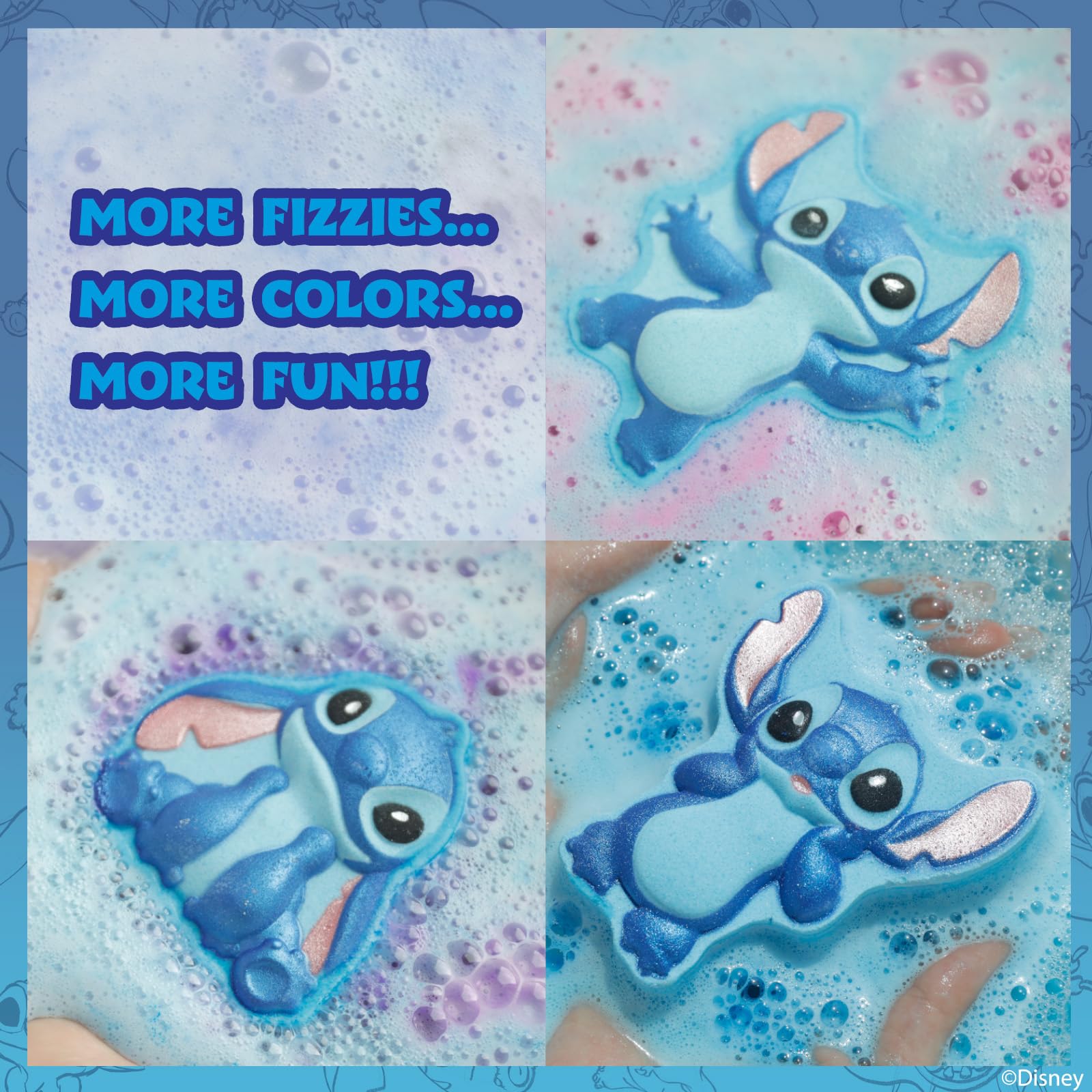 Bomba Stitch con aroma a frambuesa para una experiencia sensorial suave.
