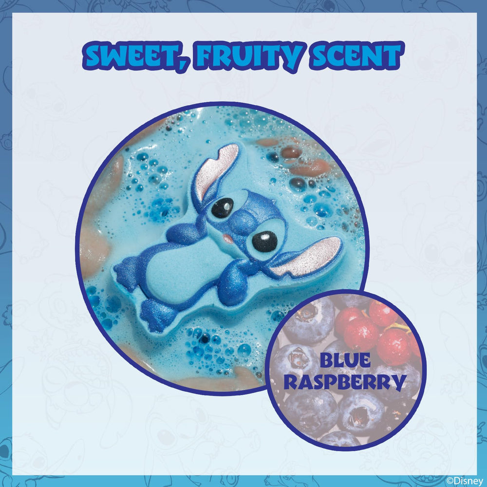 Bomba Stitch con burbujas suaves que entretienen a los niños.
