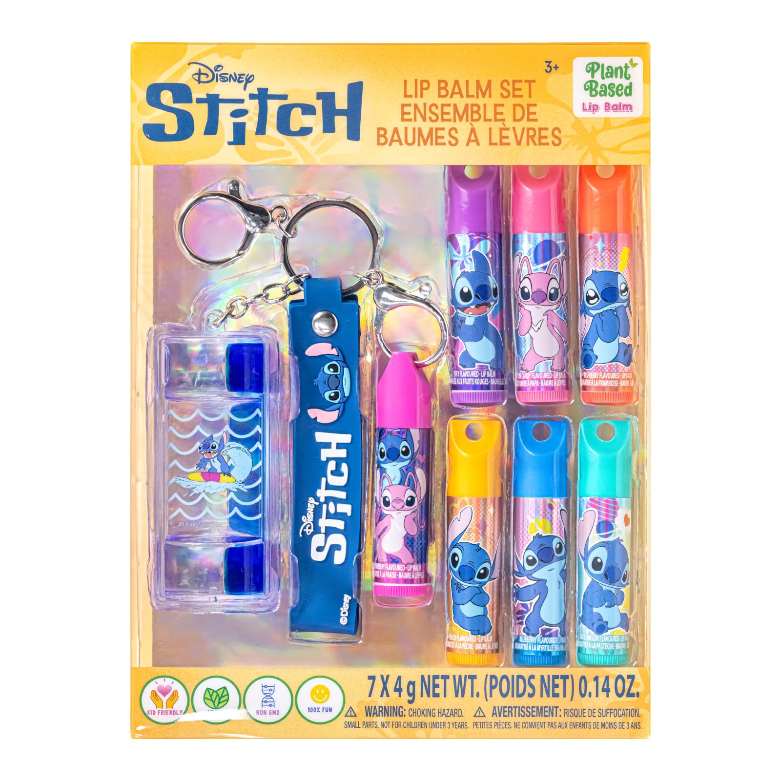 Townley Girl Stitch bálsamos labiales, set con llavero, perfecto para llevar en la mochila.