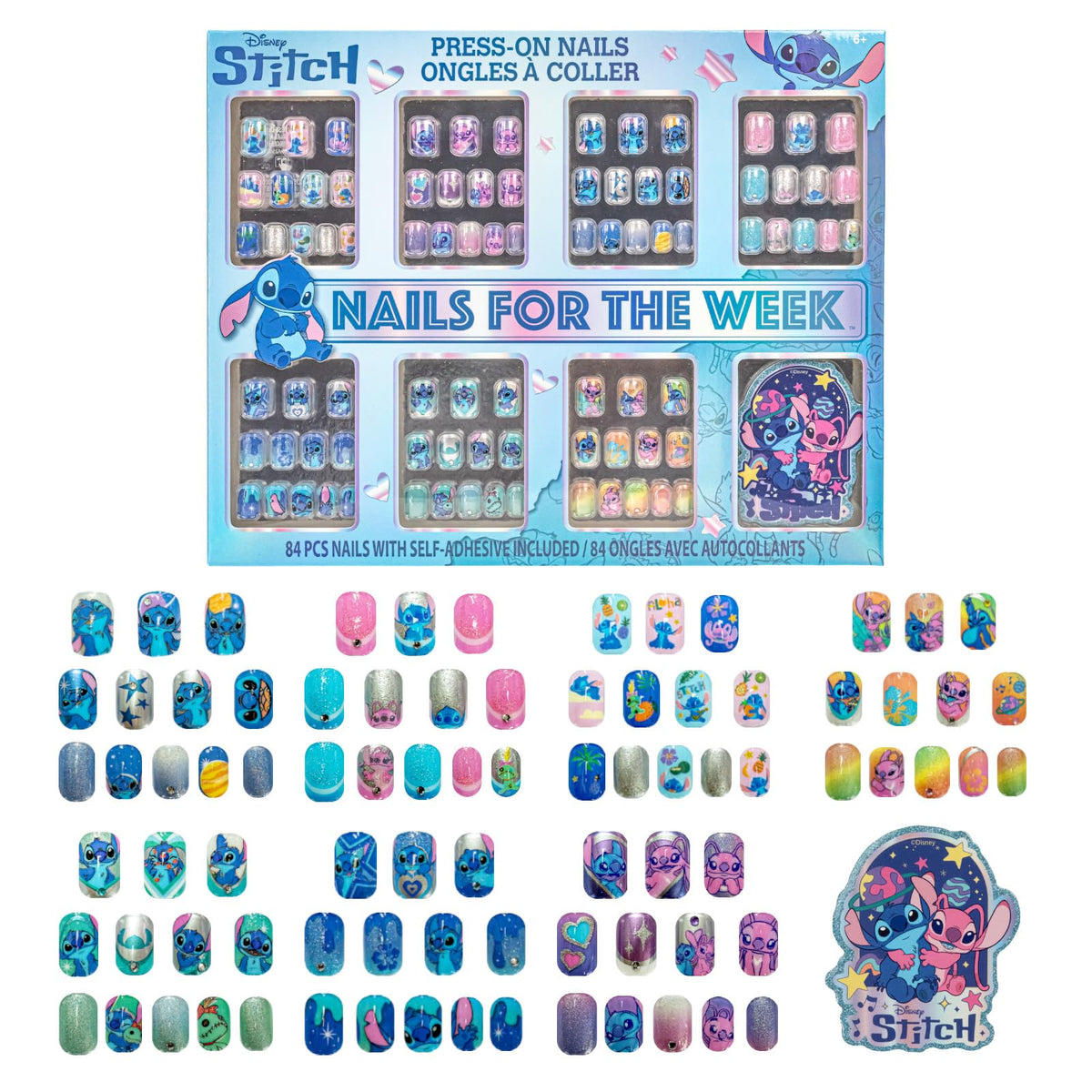 Townley Girl Stitch uñas pre-adhesivas listas para manitos pequeñas.