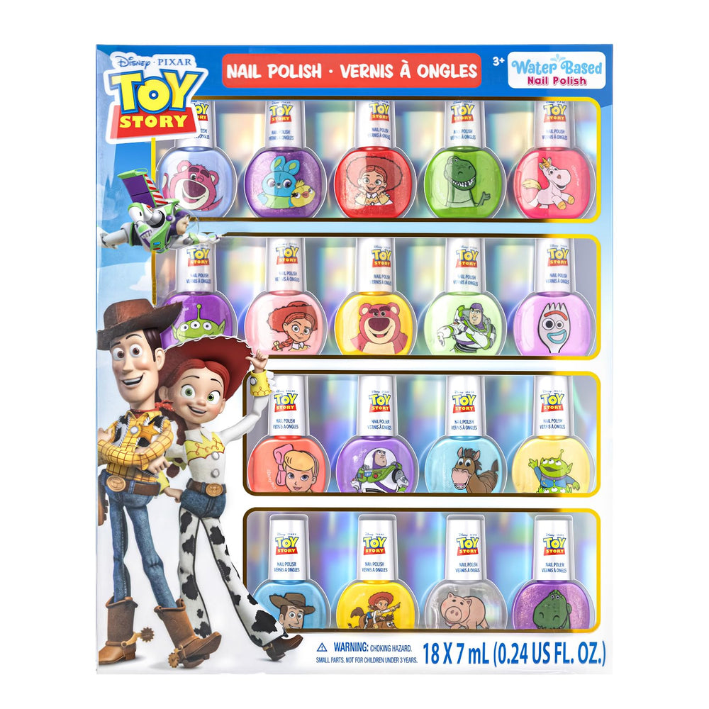 Townley Girl Toy Story 18 piezas: botellas para uñas seguras y divertidas.