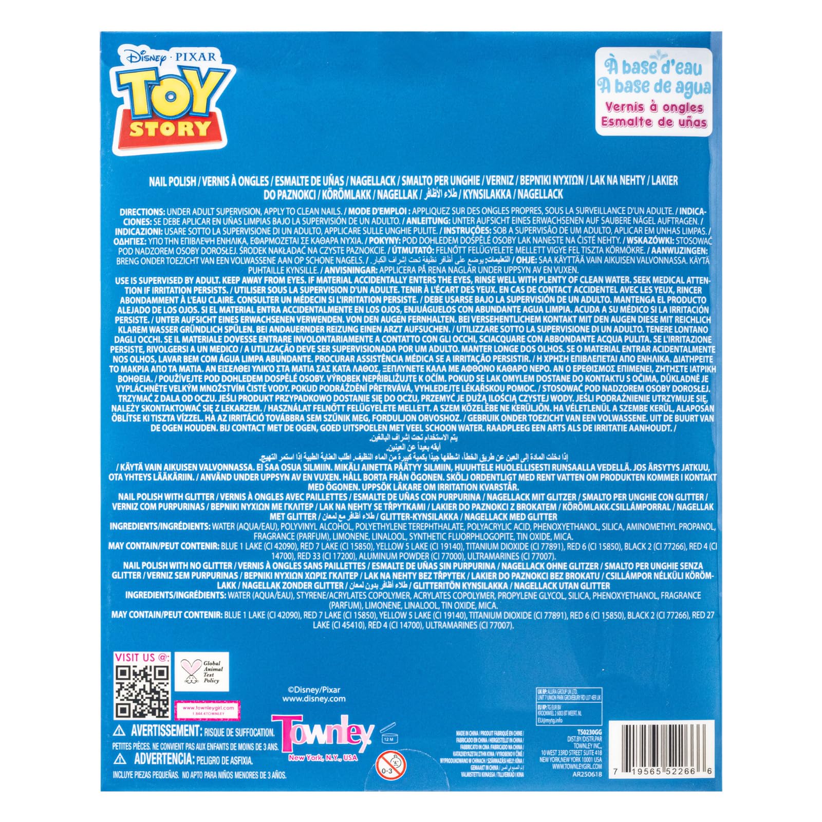 Townley Girl Toy Story: esmalte lavanda con brillo, suave para uñas pequeñas.