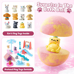 Toylink bath bombs reveal a cat toy inside for pretend fun
