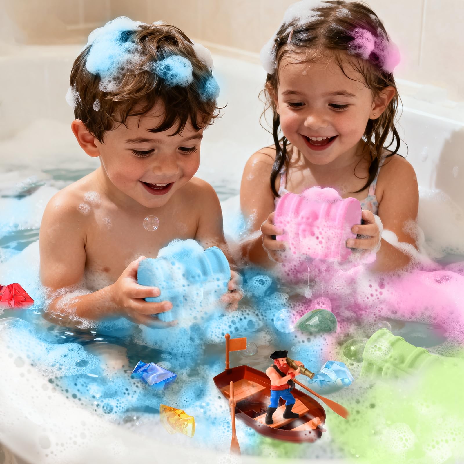 Toylink colorful fizz and bubbles bath bombs in water