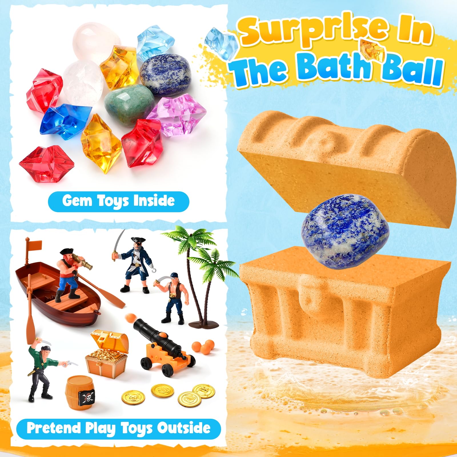 Toylink diving gems inside bath bomb unlocks hours of pretend pirate fun
