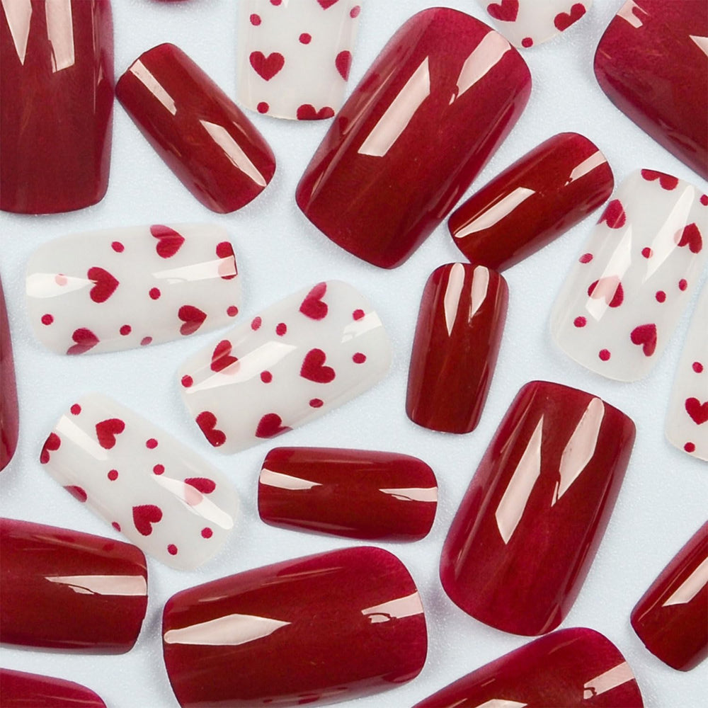 Toypoels uñas postizas con diseño de corazones para looks románticos