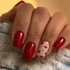 Toypoels uñas postizas San Valentín; corazones rojos para un look festivo
