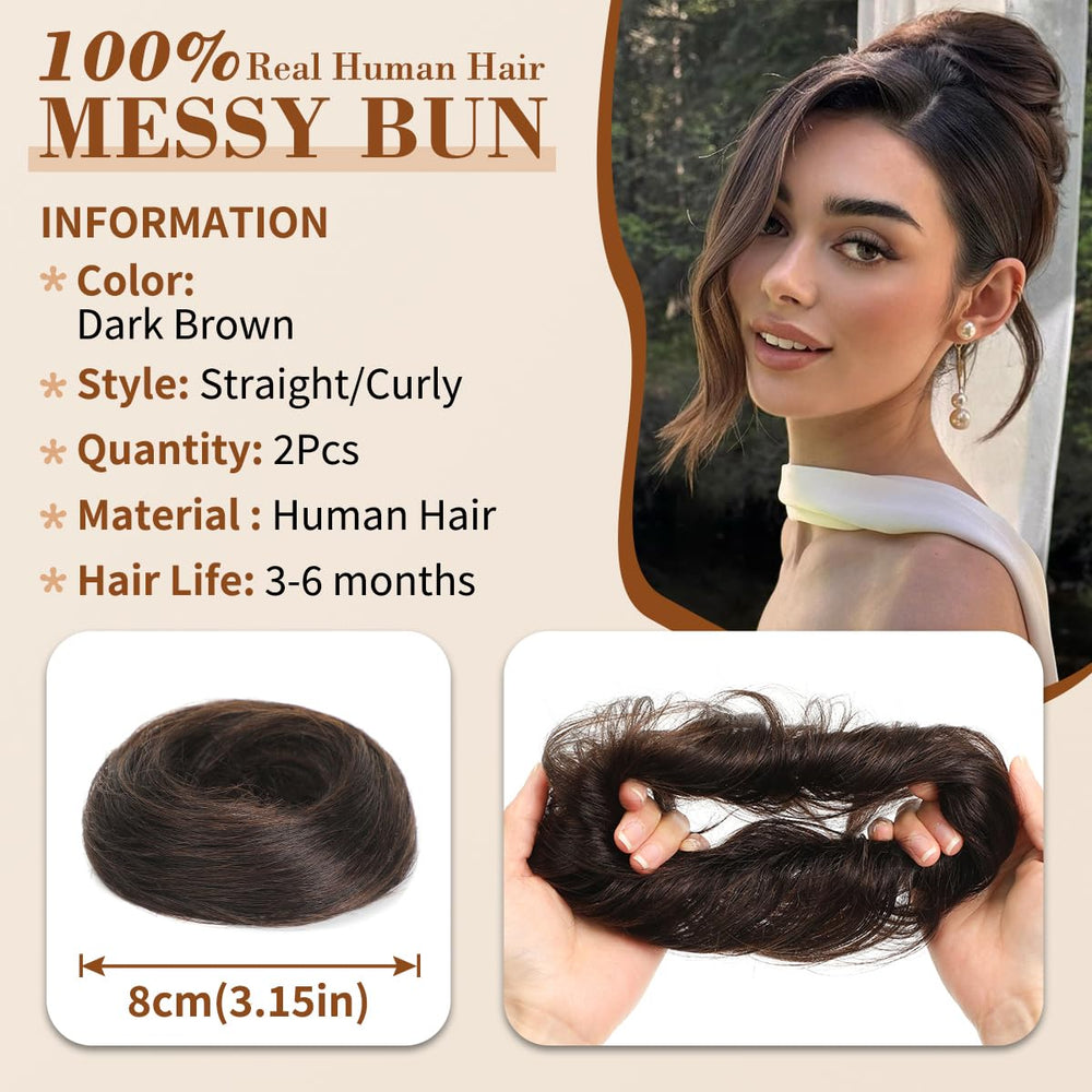 Tozoie real human hair bun adds natural texture and movement.