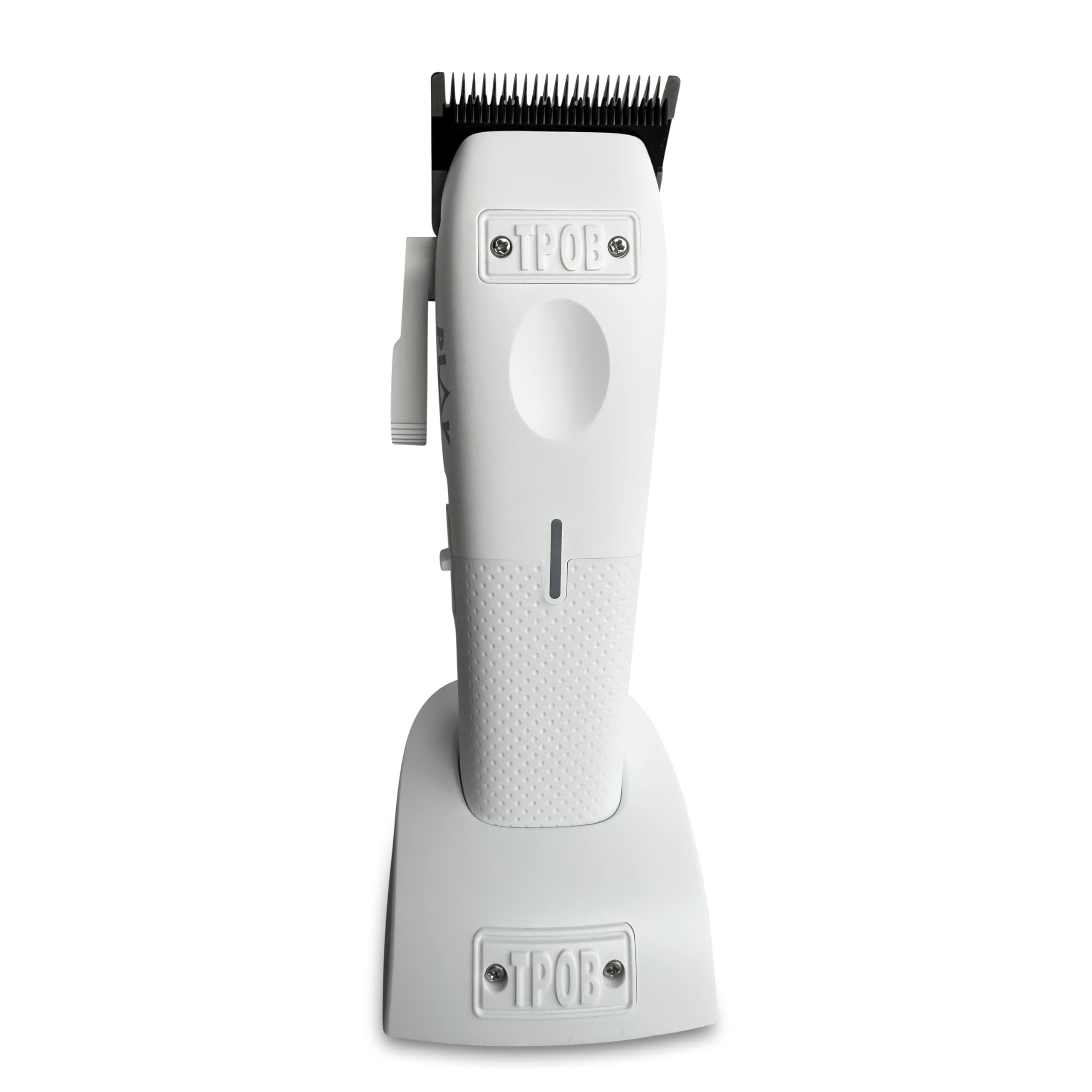 TPOB Mini Play White front view highlights compact, professional clippers for precise fades.