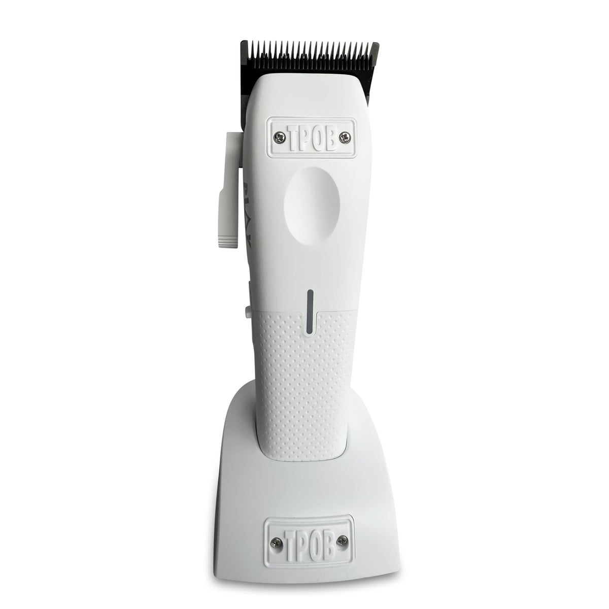 TPOB Mini Play White front view highlights compact, professional clippers for precise fades.