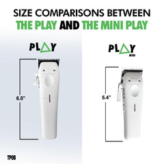 TPOB Mini Play White side view demonstrates ergonomic grip for comfortable long sessions.