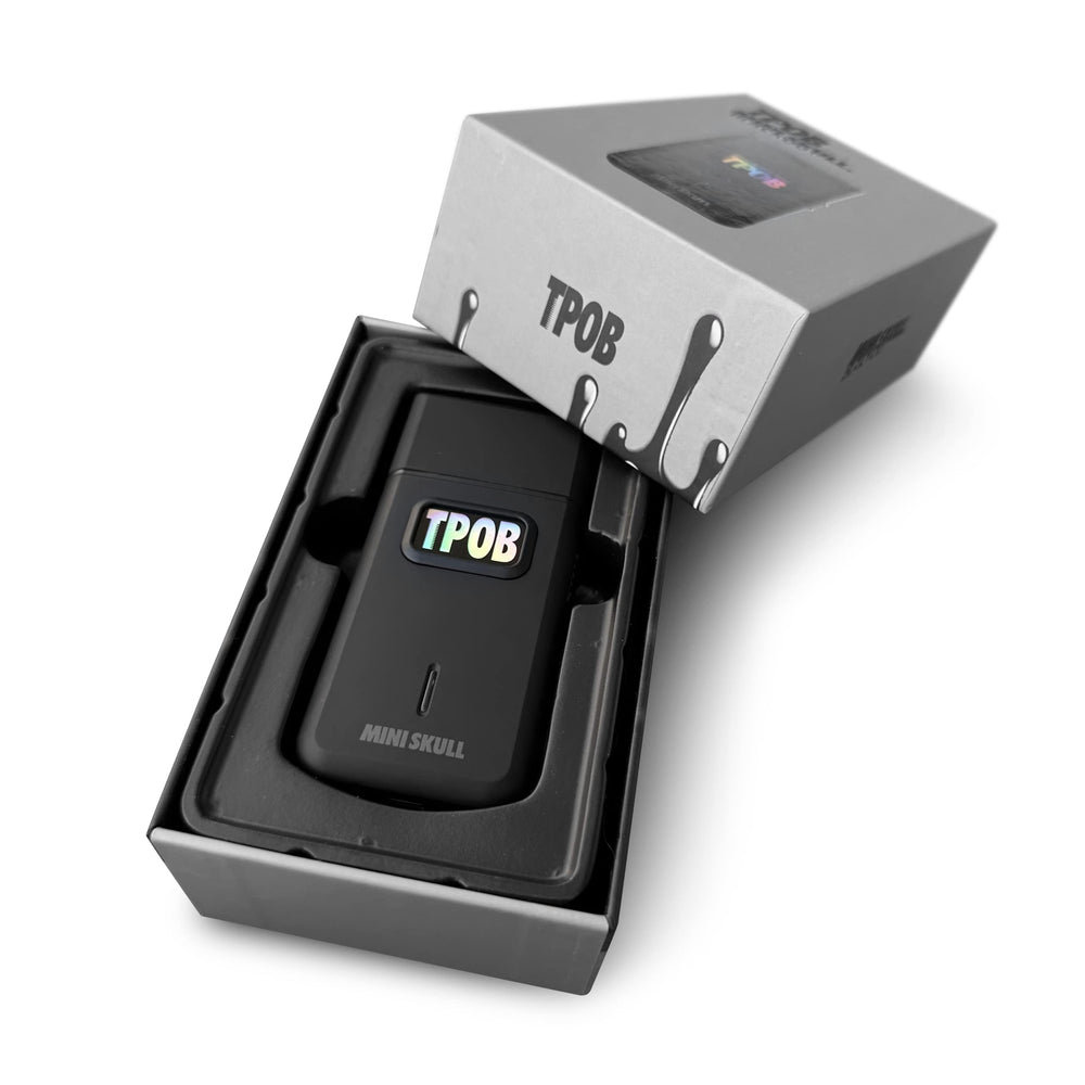 TPOB Mini Skull Shaver 9000 RPM close-up showing power and smooth glide.