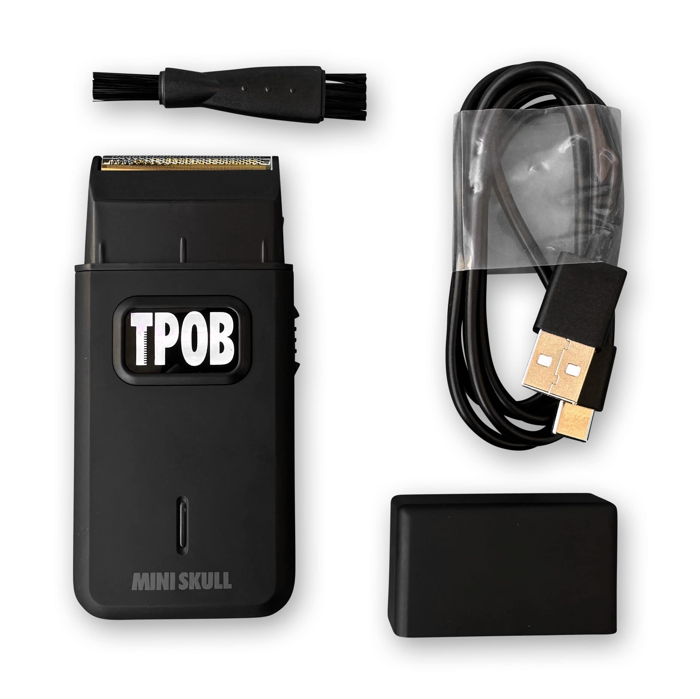 TPOB Mini Skull Shaver black finish suited for professional and home use.
