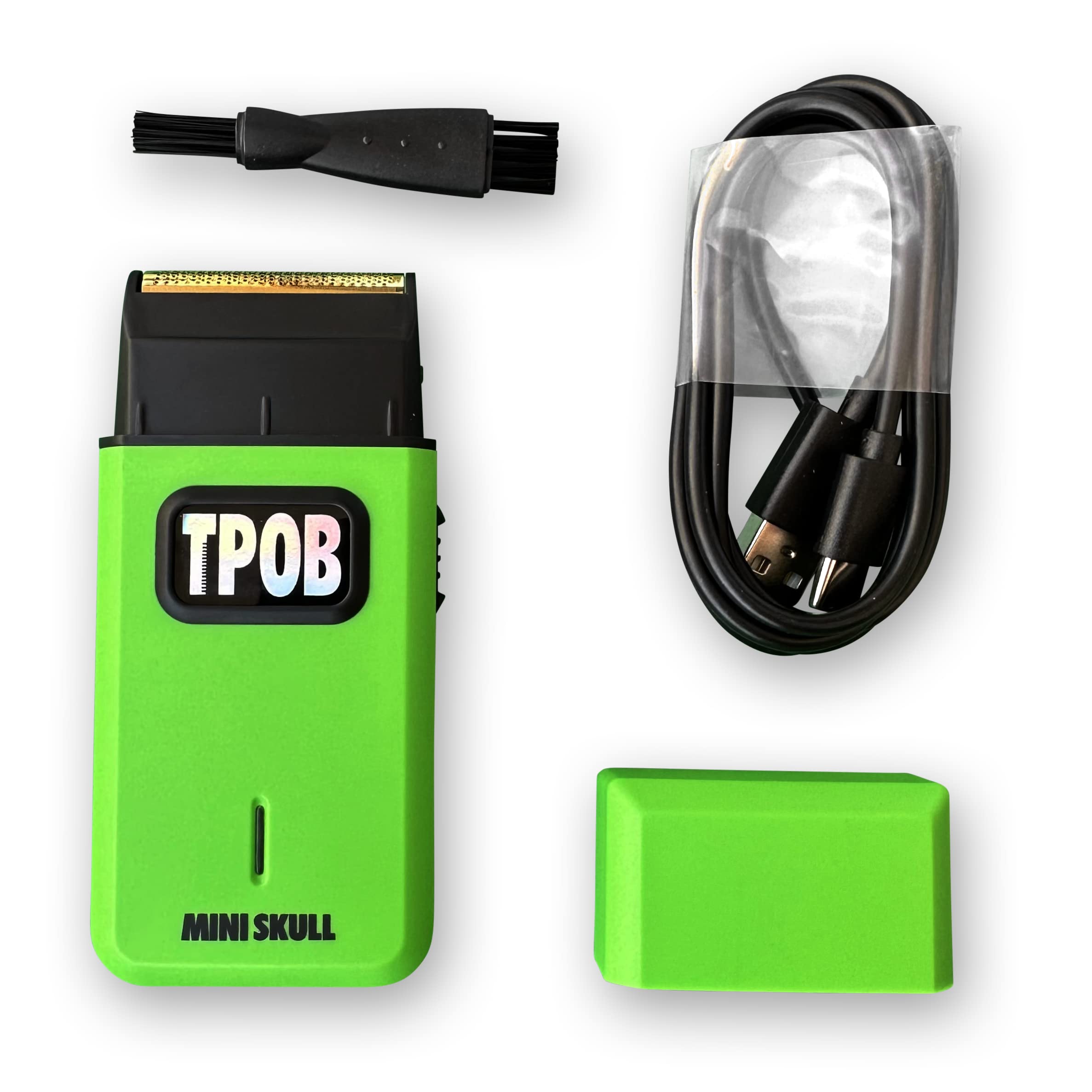 TPOB Mini Skull Shaver ergonomic grip for comfortable handling.