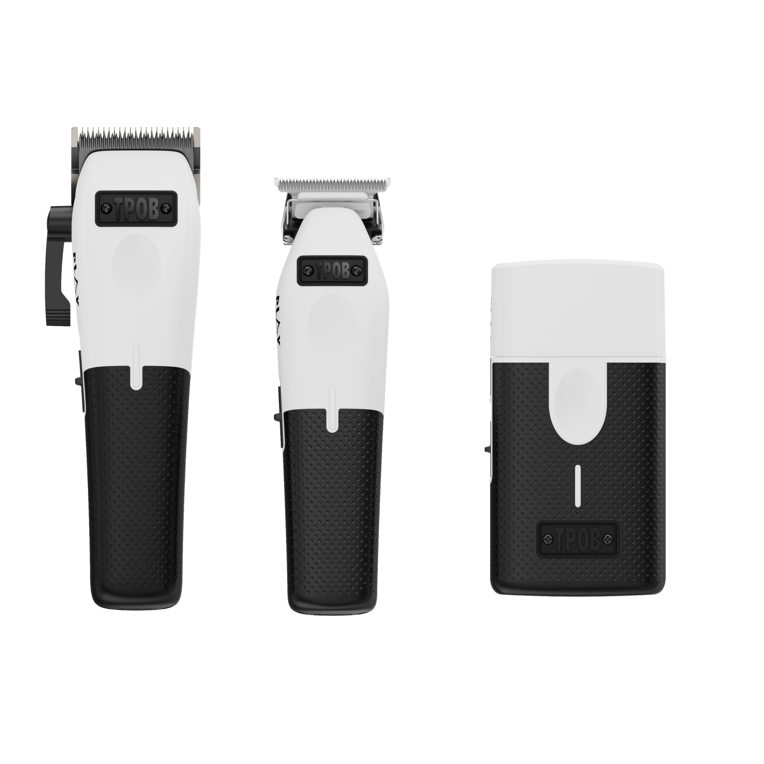 TPOB Play barber clipper front view with rubber grip for precise cuts.
