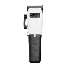 TPOB Play barber clipper side view showing sleek white finish.