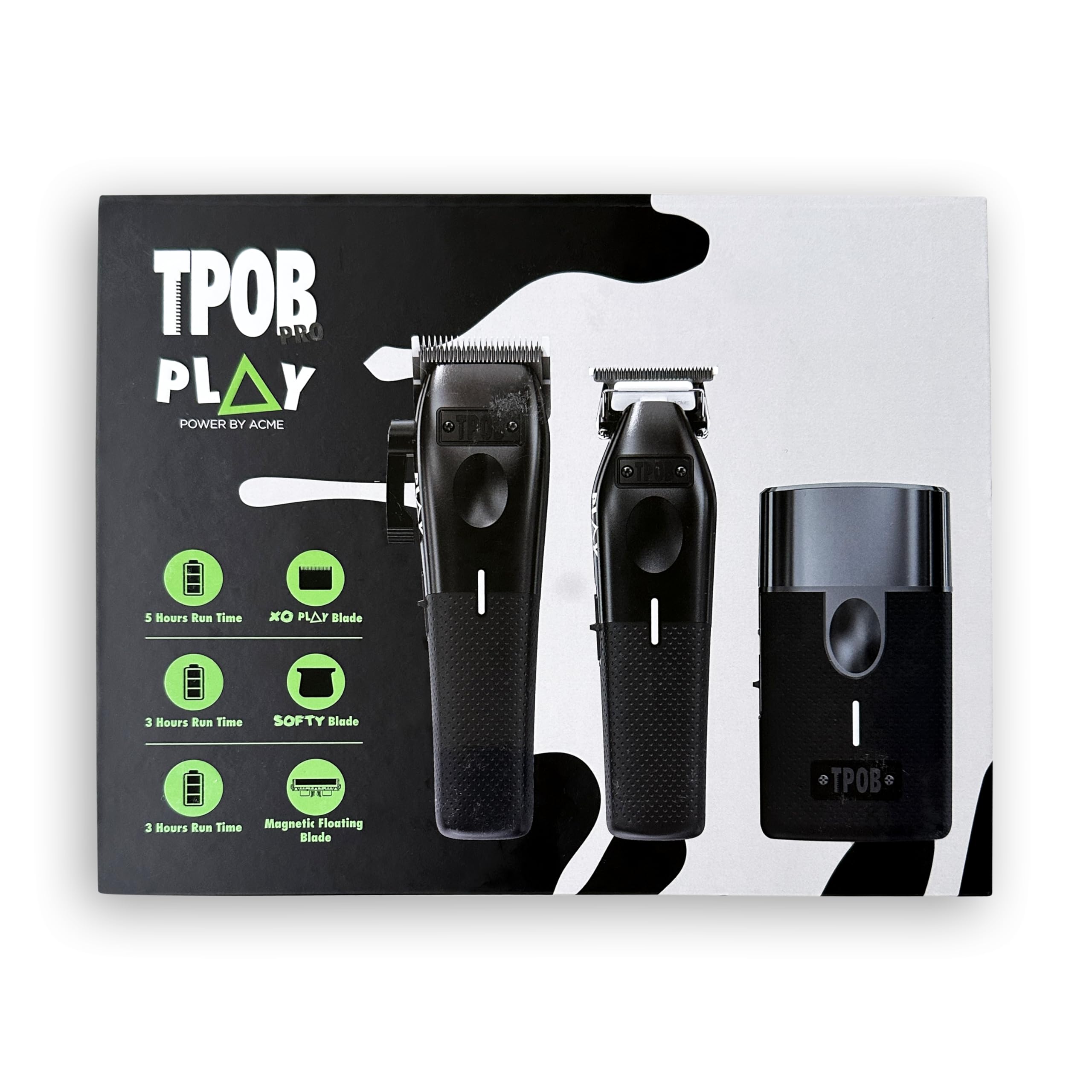 TPOB Play clippers with rubber grips close-up emphasizes comfortable, controlled fades