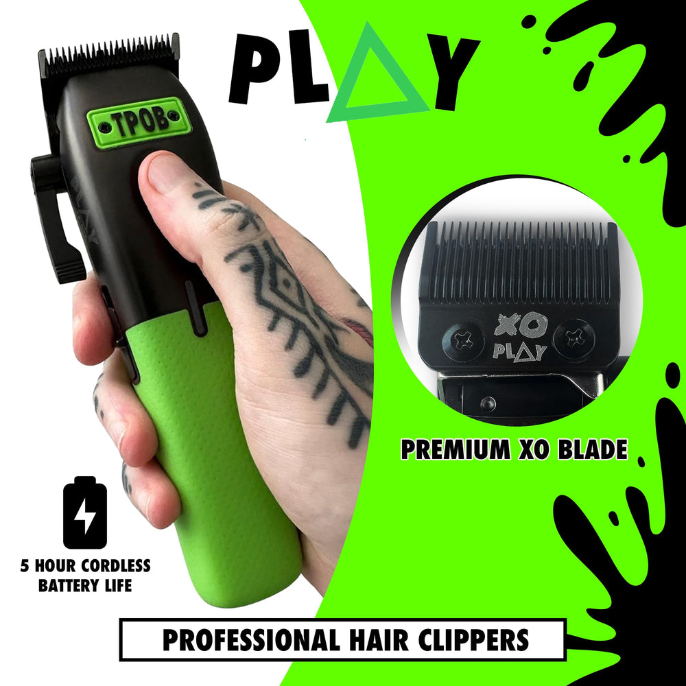 TPOB Play cordless clippers with dual speed for versatile grooming and quiet operation.