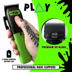 TPOB Play cordless clippers with dual speed for versatile grooming and quiet operation.