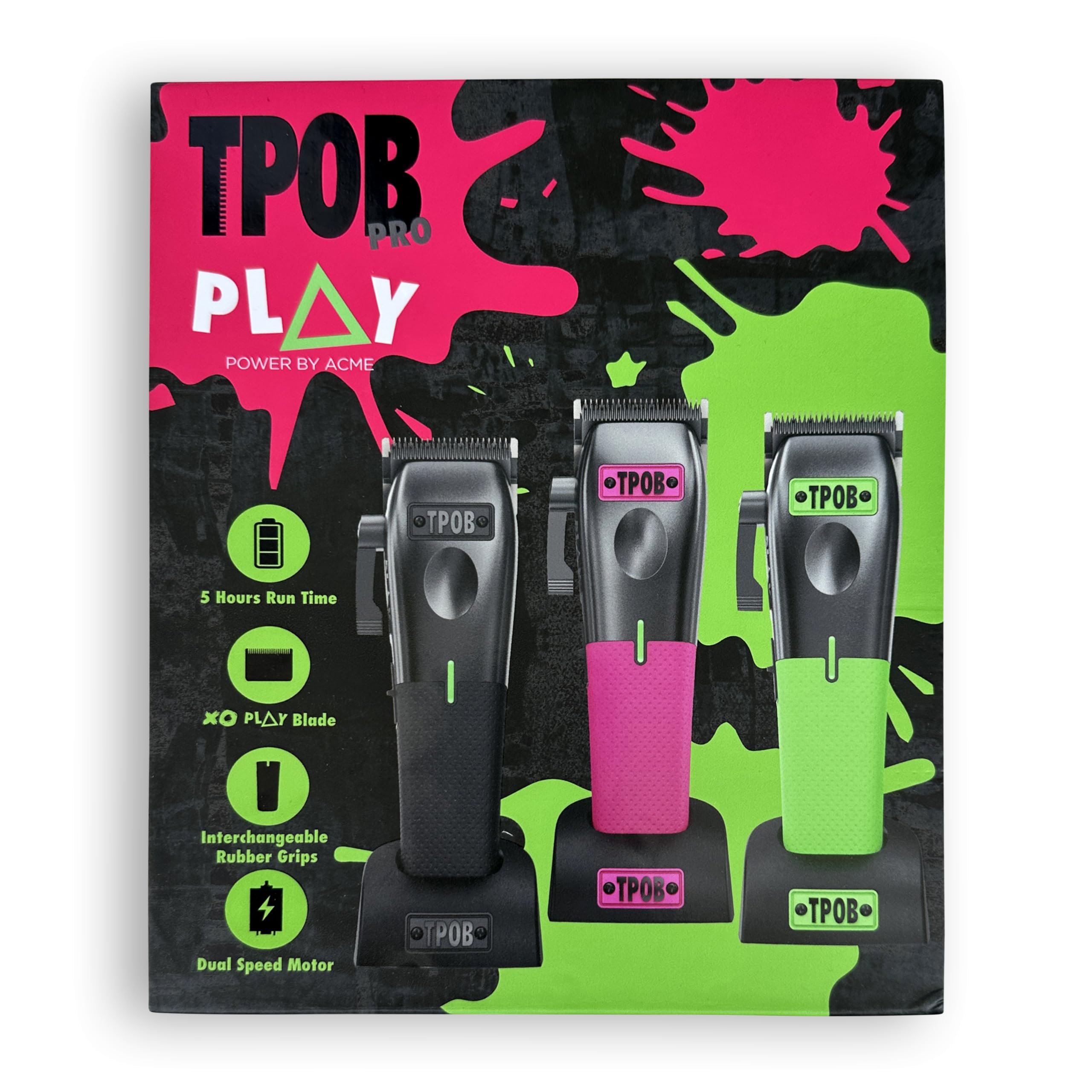 TPOB Play interchangeable rubber grips for color customization.