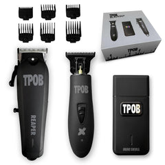 TPOB Slime 2 Black Clipper Set front view with professional blades for precise fades