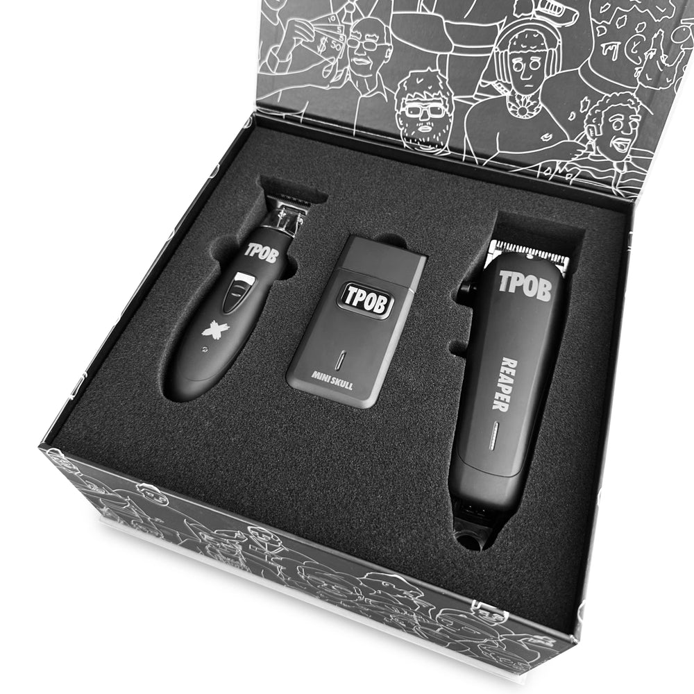 TPOB Slime 2 Black Clipper Set side view shows ergonomic grip for comfortable use