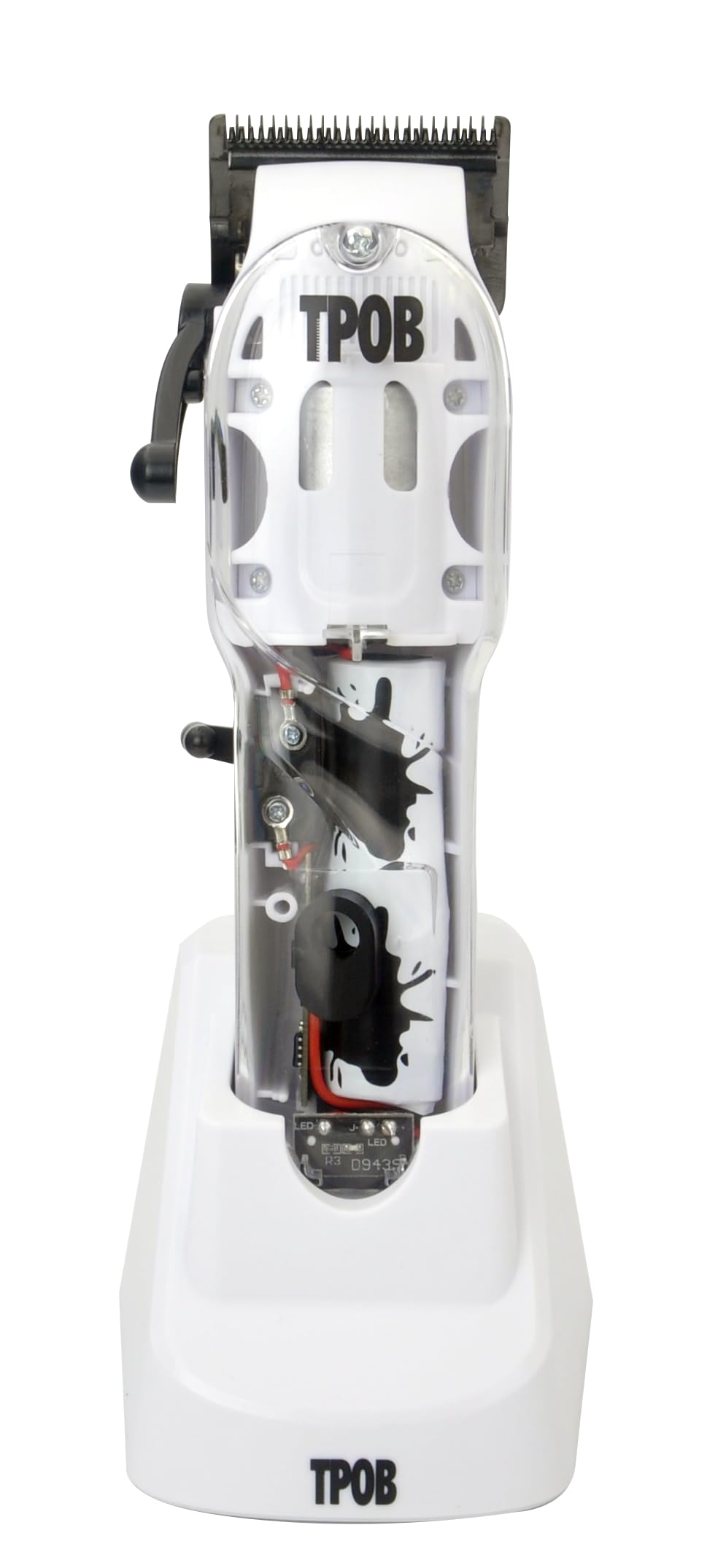 TPOB White Slime 2 Splatt clipper side view showing ergonomic grip